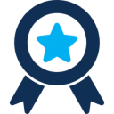 Blue ribbon with a star in center.