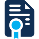 Certificate icon with ribbon and document.